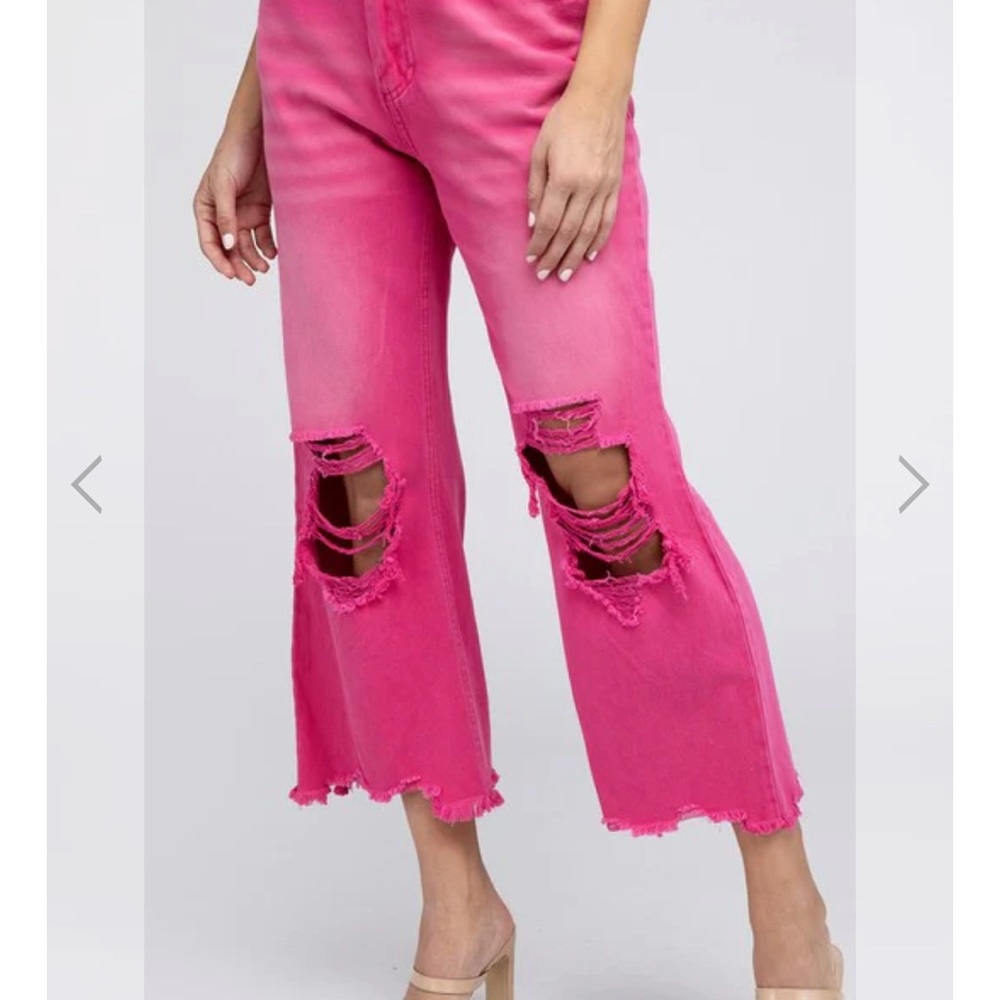 Women's Pink Distressed Jeans BIBI Sz Medium